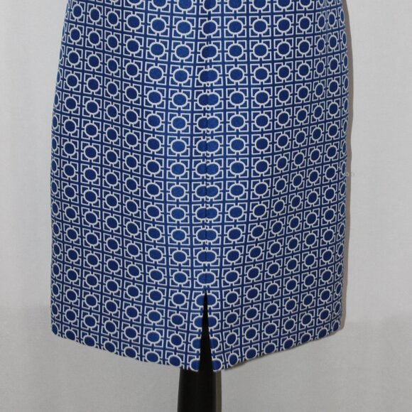 Tahari Levine Studio A-Line Sleeveless Dress Zip-Up Blue & White - Picture 8 of 15